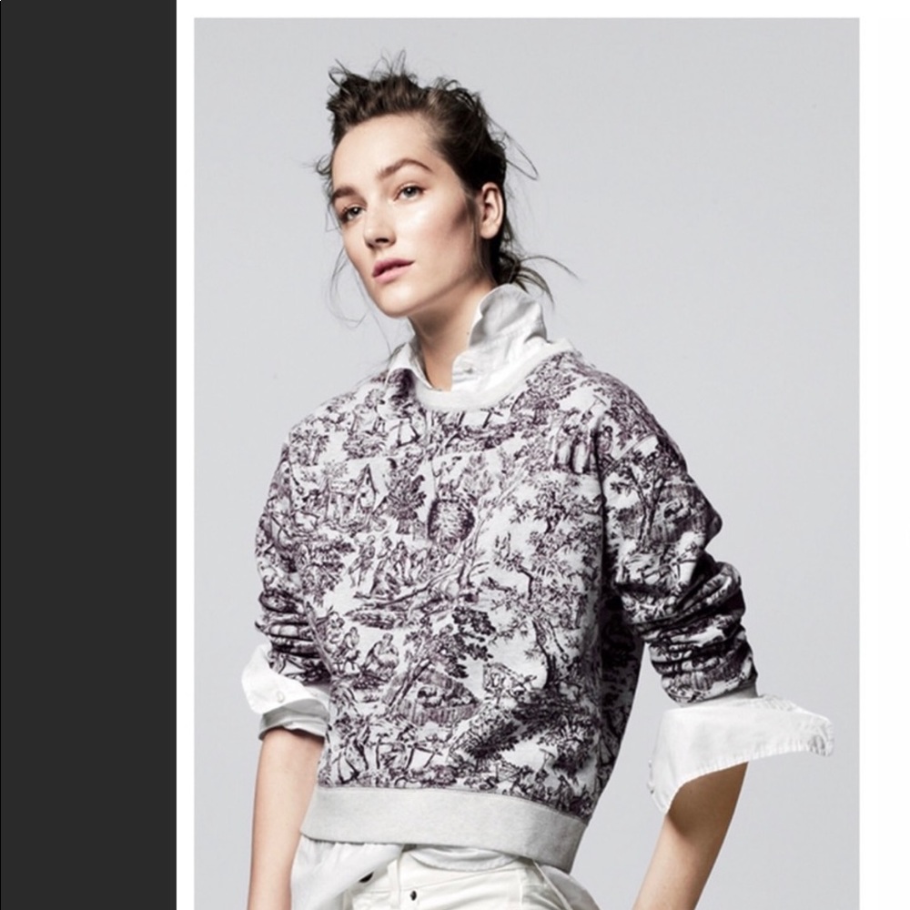 J. Crew White Boxy Sweatshirt with Dress Shirt Collar